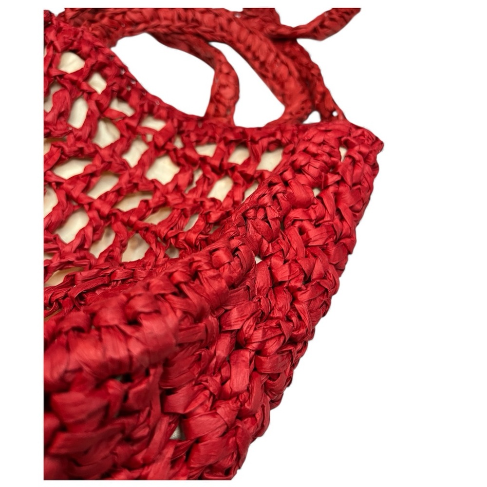 Universal Thread “SPRITZ” Red Crochet Raffia Shoulder Bag With Handles - Picture 2 of 12